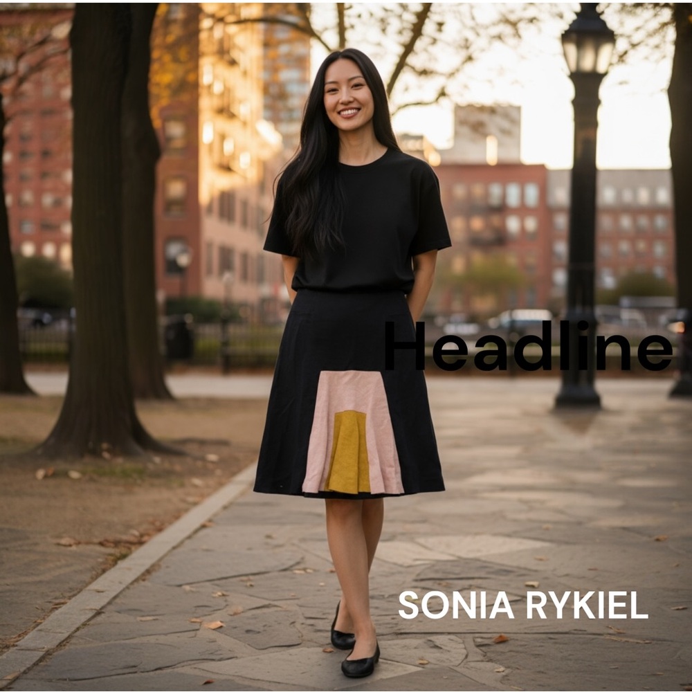Sonia Rykiel Skirt Black Mauve Mustard Panel 46-12